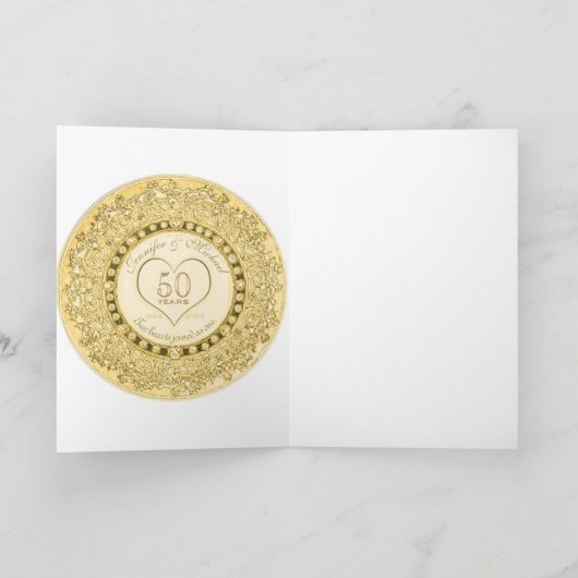 Carte 50ème anniversaire de mariage or (Intérieur)
