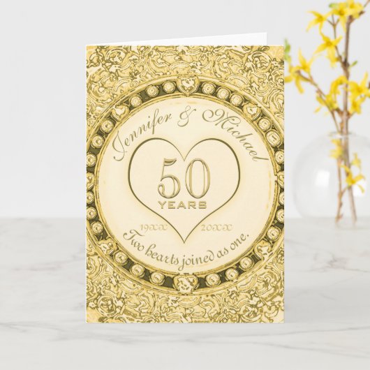 Carte 50ème anniversaire de mariage or (Fleur jaune)