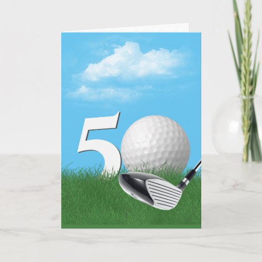 Carte 50ème Anniversaire Golf Ball In Grass (Devant)