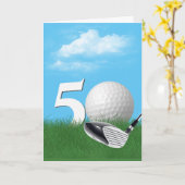 Carte 50ème Anniversaire Golf Ball In Grass (Fleur jaune)