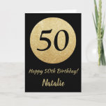 Carte 50th Birthday Black and Gold Glitter Card<br><div class="desc">Happy 50th Birthday Black and Gold Glitter Card with personalized name For further customization,  please click the "Customize it" button and use our design tool to modify this template.</div>