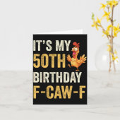 Carte 50th Birthday Funny F-caw-f Chicken Rooster Crow F (Fleur jaune)