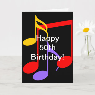 Carte 50th Birthday Music Notes Folded Greeting Card