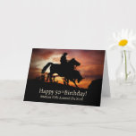 Carte 50th Birthday Western with Cowboy and Horse Card<br><div class="desc">Happy 50th Birthday with this masculine card of a cowboy roping a steer in the sunset.  A country western rodeo card just for the 50 year old.</div>