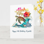 Carte 50th Fifty Birthday Tropical Ocean Beach Theme (Fleur jaune)