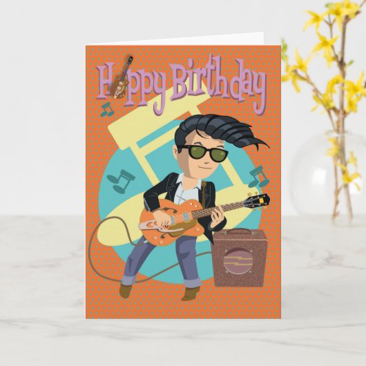 Carte 50ties rock & roll (Fleur jaune)