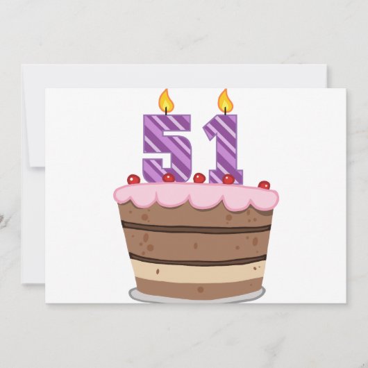 Carte 51 ans sur le gâteau d'anniversaire (Devant)