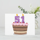 Carte 51 ans sur le gâteau d'anniversaire (Debout devant)