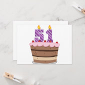 Carte 51 ans sur le gâteau d'anniversaire (Devant/Arrière en situation)