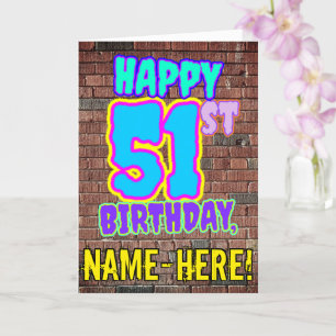 Carte 51e anniversaire - Amusant, Graffiti urbain inspir
