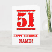 Carte 51e anniversaire : Amusant, Timbre en caoutchouc r (Devant)