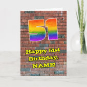 Carte 51e anniversaire : Arc-en-ciel amusant inspiré par (Devant)