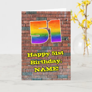 Carte 51e anniversaire : Arc-en-ciel amusant inspiré par