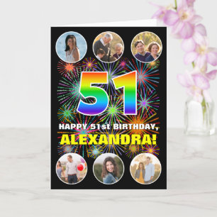 Carte 51e anniversaire : Arc en ciel amusant #, Nom pers