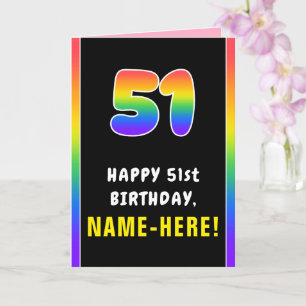 Carte 51e anniversaire : Arc-en-ciel coloré # 51, Nom pe