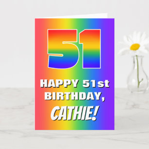 Carte 51e anniversaire : coloré, amusant Motif arc-en-ci