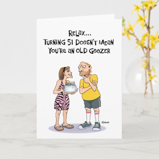 Carte 51e anniversaire de Geezer (Fleur jaune)