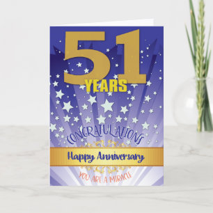 Carte 51e anniversaire de rétablissement chiffre gras