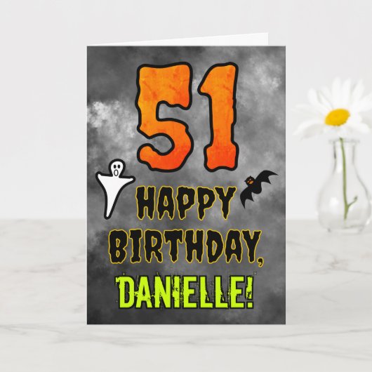 Carte 51e anniversaire : Eerie Halloween Thème + Nom per (Petite plante)