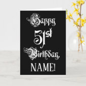 Carte 51e anniversaire : Fancy, Elegant Script + Nom per (Fleur jaune)