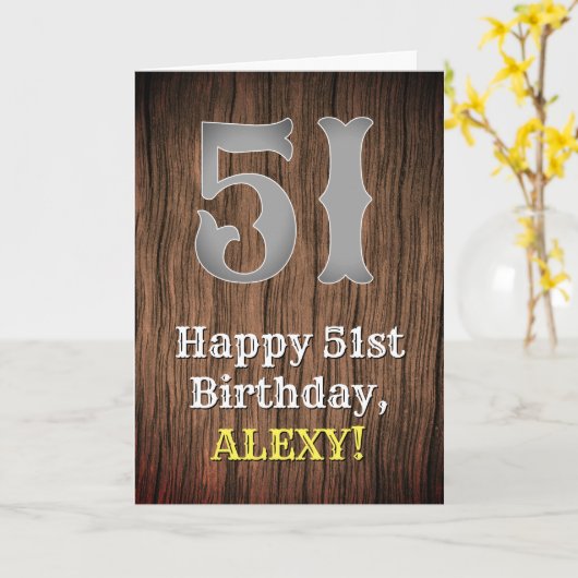 Carte 51e anniversaire : Pays inspiré par l'Ouest Look, (Fleur jaune)