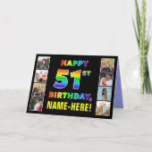 Carte 51e anniversaire : Rainbow Text, Custom Photos & N (Devant)