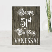 Carte 51e anniversaire : Texte élégant et fantaisiste; F (Devant)