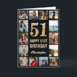 Carte 51e Joyeux Anniversaire Black and Gold Photo Colla<br><div class="desc">51e Joyeux Anniversaire Black and Gold Photo Collage Carte Anniversaire. Pour plus de personnalisation,  cliquez sur le bouton "Customiser" et utilisez notre outil de conception pour modifier ce modèle.</div>
