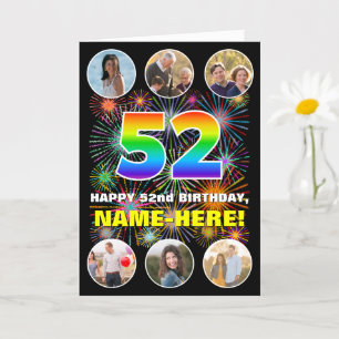 Carte 52e anniversaire : Arc en ciel amusant #, Nom pers