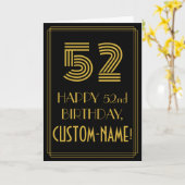 Carte 52e anniversaire : Art Déco Inspiré Look "52" & No (Fleur jaune)