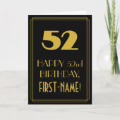 Carte 52e anniversaire - Art Déco Inspiré Look "52" & No (Devant)