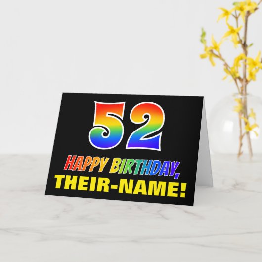 Carte 52e anniversaire : Bold, amusant, simple, arc-en-c (Fleur jaune)