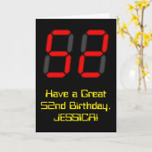 Carte 52e anniversaire : Rouge Digital Clock Style "52"  (Fleur jaune)