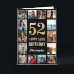 Carte 52e Joyeux Anniversaire Black and Gold Photo Colla<br><div class="desc">52e Joyeux Anniversaire Black and Gold Photo Collage Carte Anniversaire. Pour plus de personnalisation,  cliquez sur le bouton "Customiser" et utilisez notre outil de conception pour modifier ce modèle.</div>