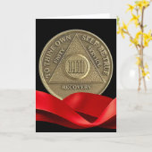 Carte 53 ans Joyeux Anniversaire Pièce AA Ruban Rouge (Fleur jaune)