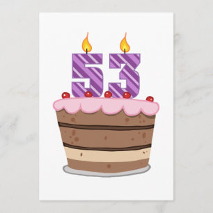 Carte 53 ans sur le gâteau d'anniversaire