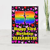 Carte 53e anniversaire : Amour Hearts Motif, Arc-en-ciel (Devant)