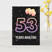 Carte 53e anniversaire Ballons et Confetti (Fleur jaune)