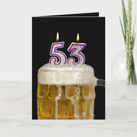 Carte 53e anniversaire Bière en noir (Devant)