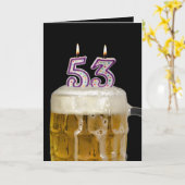 Carte 53e anniversaire Bière en noir (Fleur jaune)