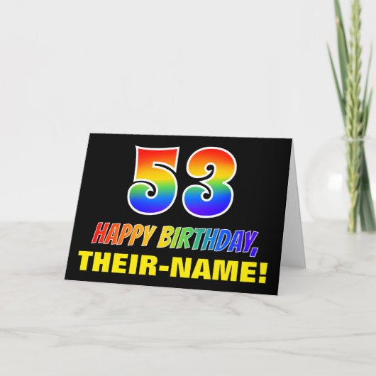 Carte 53e anniversaire : Bold, amusant, simple, arc-en-c (Devant)