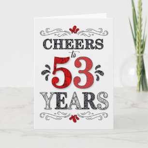 Carte 53e anniversaire Cheers en Motif noir blanc rouge
