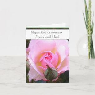 Carte 53e anniversaire du Mariage Rose rose