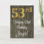 Carte 53e anniversaire : Elégant look d'or Faux #, Faux (Devant)