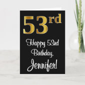 Carte 53e anniversaire ~ Elégant luxe Faux Gold Look # (Devant)