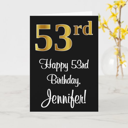 Carte 53e anniversaire ~ Elégant luxe Faux Gold Look # (Fleur jaune)