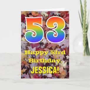 Carte 53e anniversaire; feuilles d'automne rustiques; ar