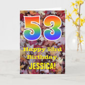 Carte 53e anniversaire; feuilles d'automne rustiques; ar (Fleur jaune)