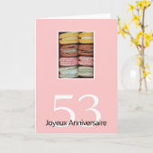 Carte 53e Anniversaire Français de Macaron-Joyeux ! (Fleur jaune)