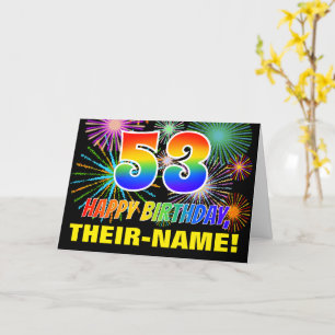 Carte 53e anniversaire : Gras, Amusants, Feu d'artifice,